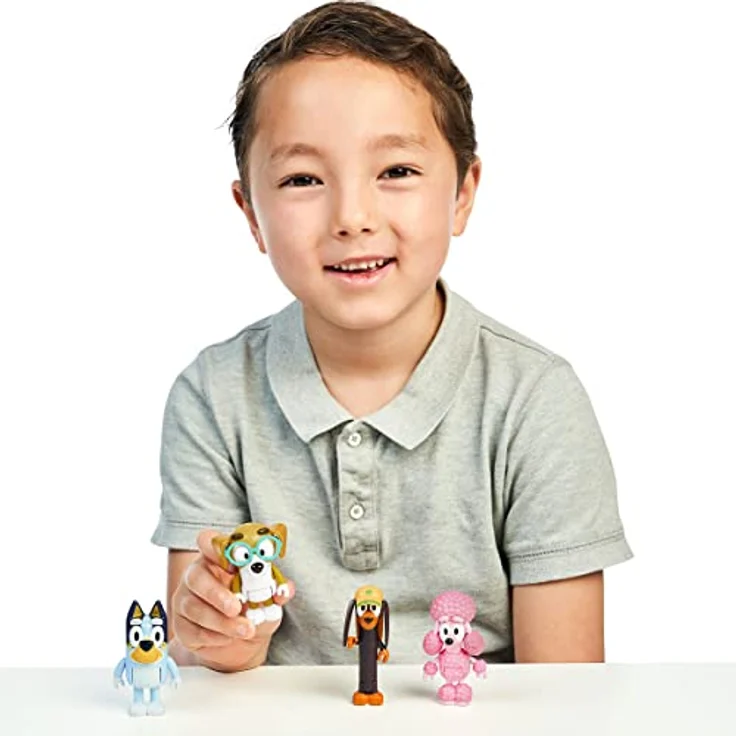 Bluey 4er-Figuren-Set: Bluey und ihre Freunde: Bluey, Coco, Snickers und Honey; 6,3 - 7,6 cm große Figuren mit beweglichen Gelenken – offizieller Bluey-Sammelartikel – Bild 4