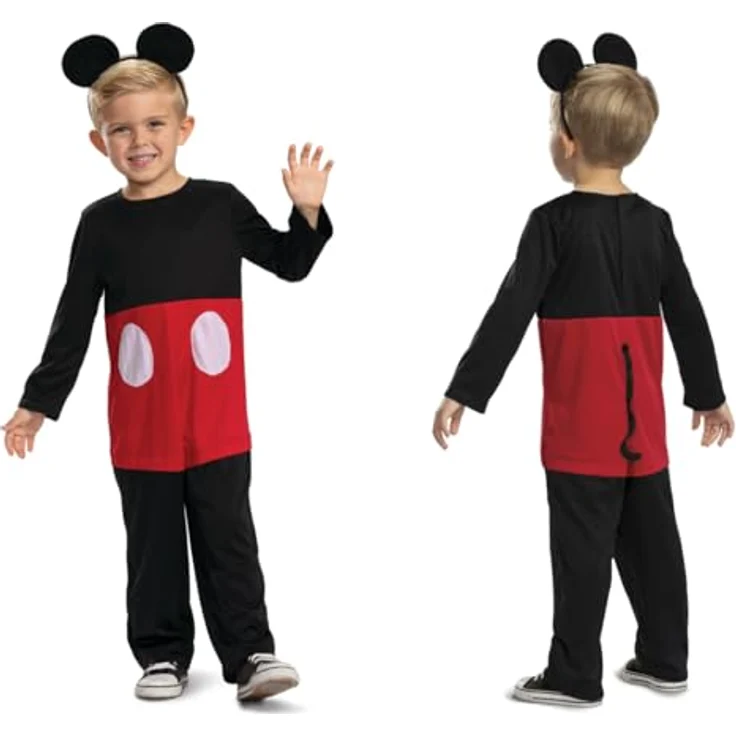 Disney Offizielles Klassisches Micky Maus Kostüm für Kinder, inklusive Stirnband, aus supersoftem Material, Größe L, perfekt für Weihnachten und Halloween – Bild 1