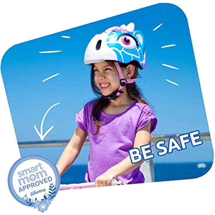Crazy Safety Kinder Fahrradhelm | Kinder 2-7 Jahren mit LED-Rücklicht, 6 Belüftungsöffnungen, Giraffe Blau – Bild 4