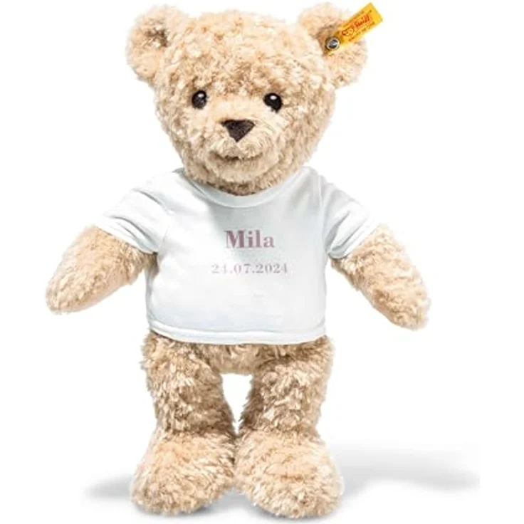 Steiff Kuscheltier Teddybär zur Geburt, Plüschtier 32 cm, Beige, inkl. personalisierter Karte – Bild 1