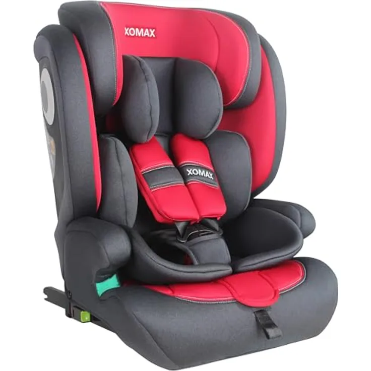 XOMAX LM238 Autokindersitz, ISOFIX, für Kinder 9-36 kg, anthrazit-rot, verstellbar und waschbare Bezüge