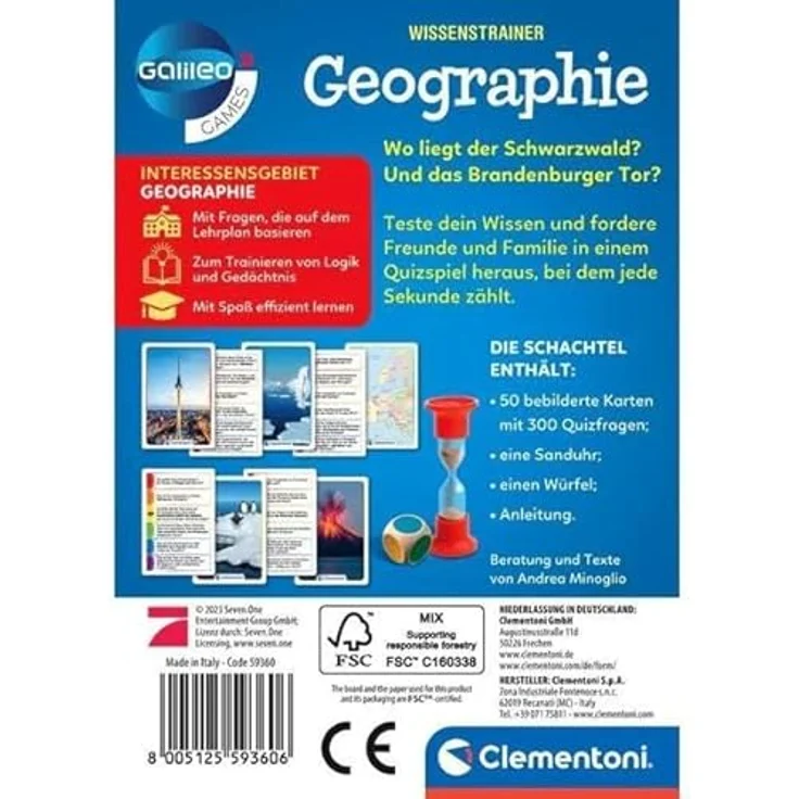 Clementoni Galileo Games WissensTrainer, interaktives Quiz-Spiel zur Geographie mit 50 Fragen für Kinder ab 6 Jahren – Bild 3