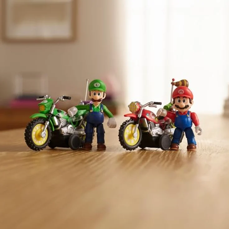 THE SUPER MARIO BROS. MOVIE Super Mario Galaxy – 6 cm Luigi Figur mit Rückziehmotorrad, 9 Gelenkpunkten, ab 3 Jahren – Bild 5