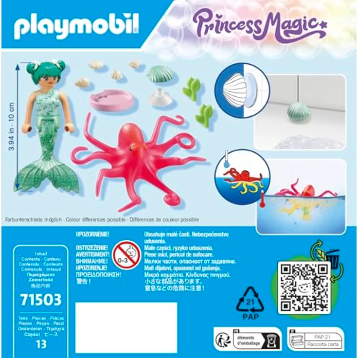 Playmobil® Konstruktions-Spielset Meerjungfrau mit Farbwechselkrake (71503), Princess Magic, (13 St), Made in Europe – Bild 5