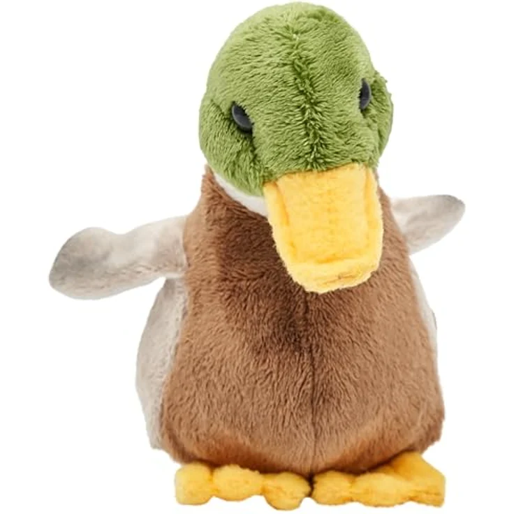 Uni-Toys Kuscheltier Ente - Lebensecht und kuschelweich - 16 cm (Länge) - Plüsch-Vogel - zu 100 % recyceltes Füllmaterial – Bild 3