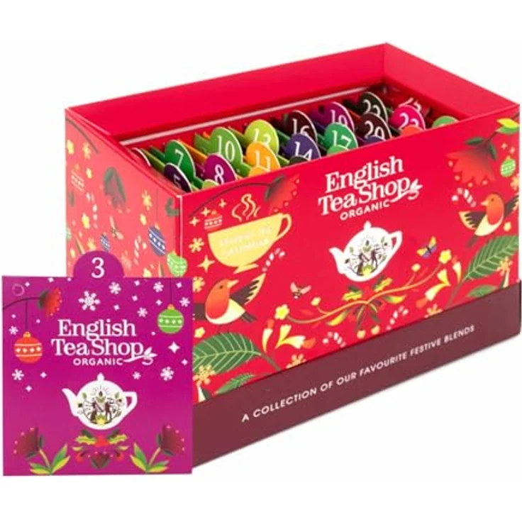 English Tea Shop ETS - BIO Tee Adventskalender 2026 "Christmas Countdown", roter Adventskalender mit 25 Teebeuteln – Bild 1