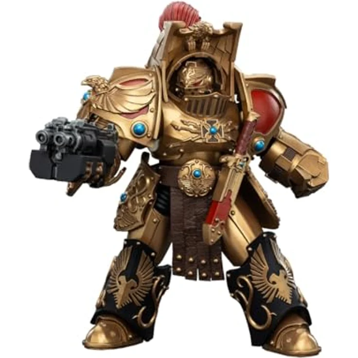 JOYTOY Warhammer The Horus Heresy Action Figure 1/18 Legio Custodes Aquilon Terminator Squad Aquilon mit Lastrum Storm Bolter, 14 cm, beweglich und detailreich mit Waffenzubehör – Bild 1
