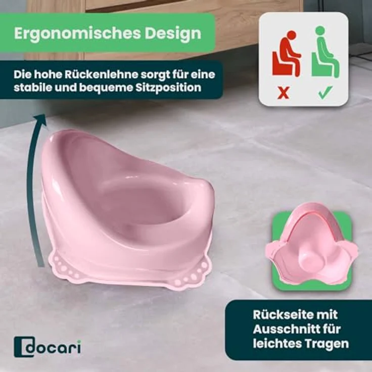 DOCARI Kinder Töpfchen Set 3 in 1, pink Einhorn – stabiler Toilettentrainer mit rutschfesten Elementen, inklusive Töpfchen, Toilettensitz und Hocker, ideal für Töpfchentraining ab 1 Jahr – Bild 3