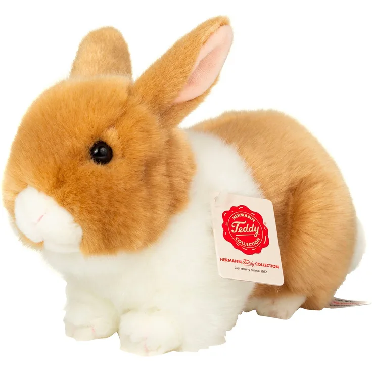 Teddy Hermann® Kuscheltier Hase beige-weiss 23 cm, flauschiger Begleiter mit treuen Knopfaugen