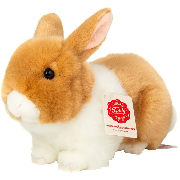 Teddy Hermann® Kuscheltier Hase beige-weiss 23 cm, flauschiger Begleiter mit treuen Knopfaugen