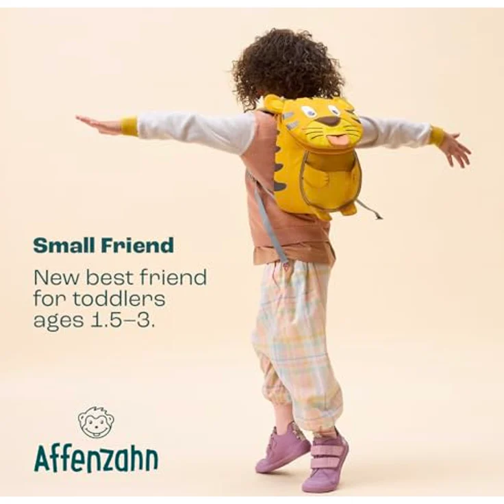 Affenzahn Kleiner Freund, Schulranzen Kinderrucksack Tiger für 1-3 Jahre, 4L Volumen, ab 80 cm Körpergröße, reflektierend – Bild 2