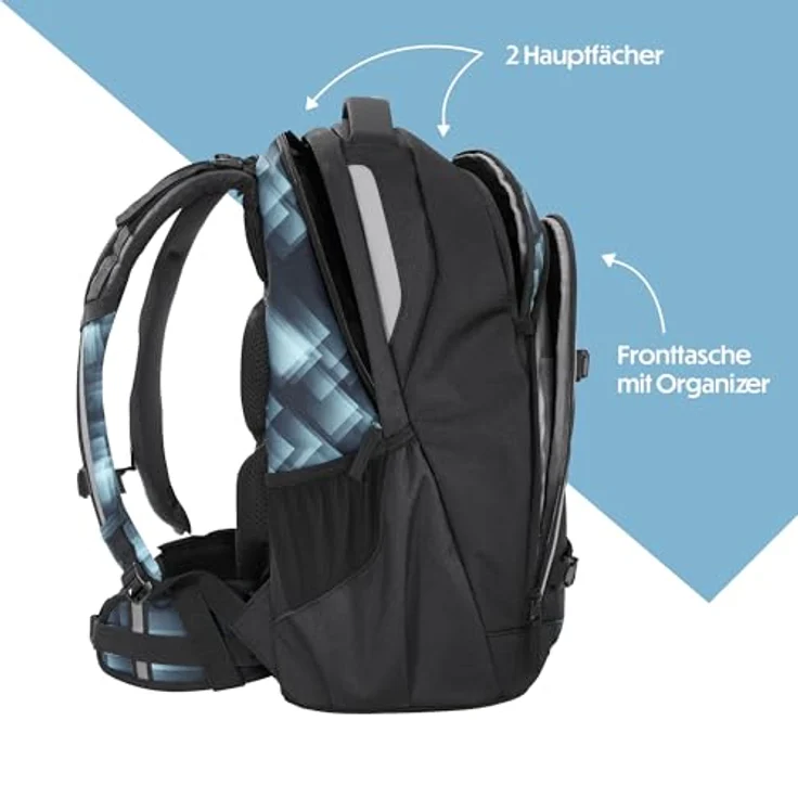 Coocazoo Schulrucksack Every „Shadow Shift“, ergonomischer und anpassbarer Tornister, schwarz-grau, höhenverstellbar mit Brustgurt und Hüftgurt, 30 Liter Volumen, ab der 3. Klasse – Bild 3