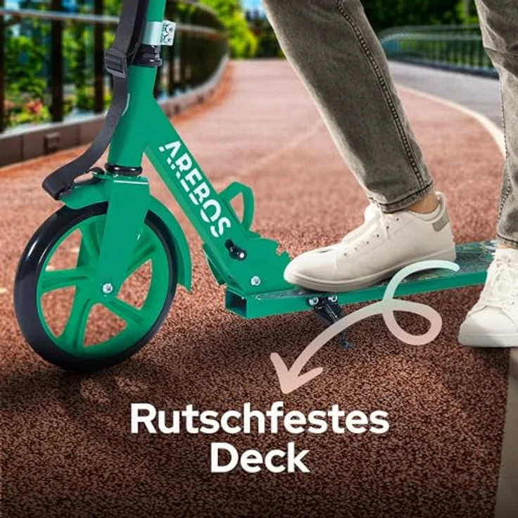 Arebos Tretroller klappbar, höhenverstellbar 78–93 cm, max. 100 kg, grün, geeignet für Kinder ab 6 Jahren, ideal für Schule und Freizeit – Bild 8