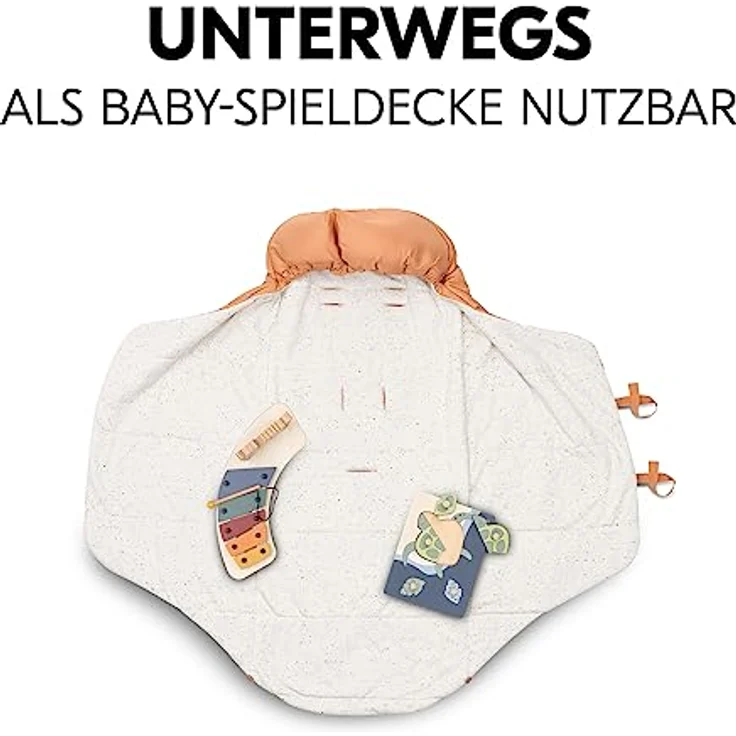 Hauck 3in1 Babytragetasche, Fußsack und Spieldecke Carry N Play, Babynest ab Geburt, Einfache und Sichere Befestigung am Buggy, Weiches Inlay, Waschbar (Dots Cork) – Bild 5