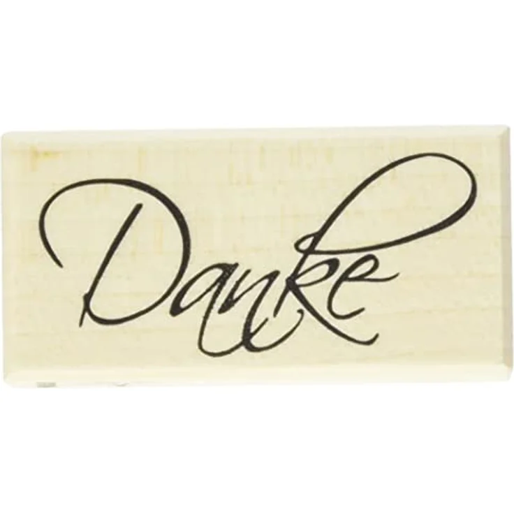 Rayher Hobby 28440000 Butterer Holzstempel Danke, 3 x 6 cm, Stempel mit Schriftzug für Dankeskarten bei Hochzeit, Taufe, Kommunion, Geburtstag – Bild 1