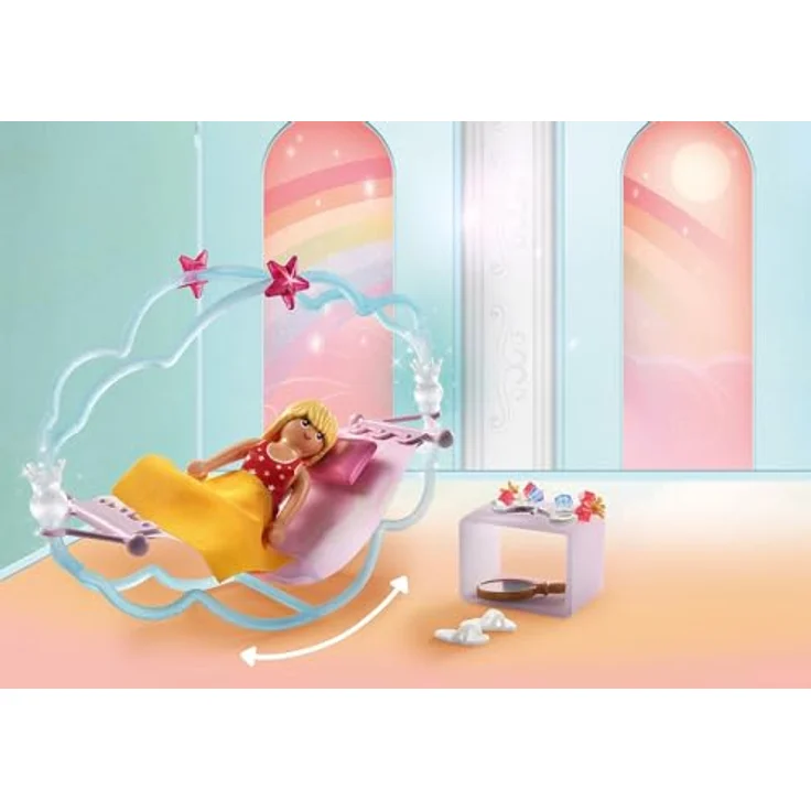 PLAYMOBIL Himmlische Pyjamaparty 71362, Spielset mit Regenbogenprinzessinnen und Wolkenschaukelbetten – Bild 6