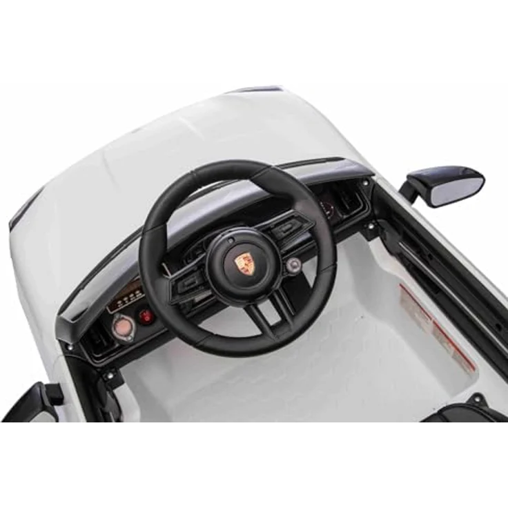 Beneo Motors Porsche Cayenne Kinder Elektroauto 12V lizenziert – Einzelsitz mit 10.8V Lithium-Batterie, 2x25W Motoren, 2,4GHz Fernbedienung, MP3 USB/AUX, LED-Lichter, Federung, weiß – Bild 3
