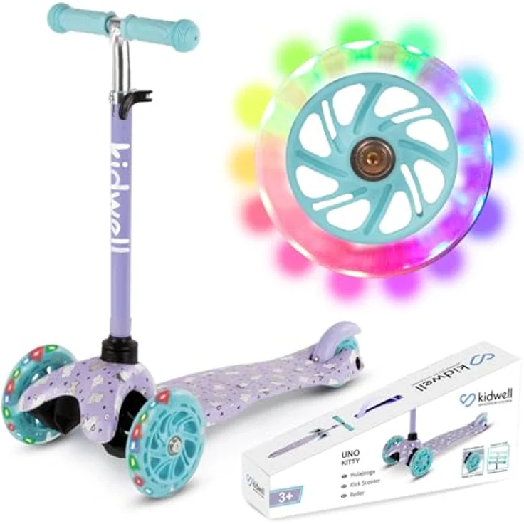 COIL Dreiradscooter, Kinderroller, Tretroller, Dreirad-Balance-Roller, Cityroller, ABEC-7-Lager, 3-stufige Lenkradverstellung, LED-Räder, Kitty – Bild 1