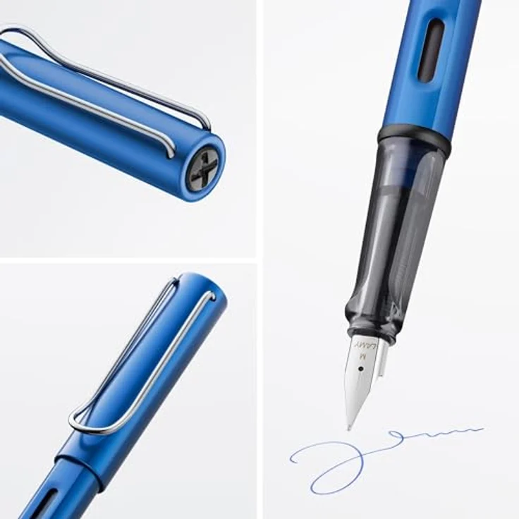 LAMY Füller AL Star 028 Ocean BLAU Stärke M, Leichtgewichtiger Füllhalter aus Aluminium mit polierter Edelstahlfeder – Bild 3