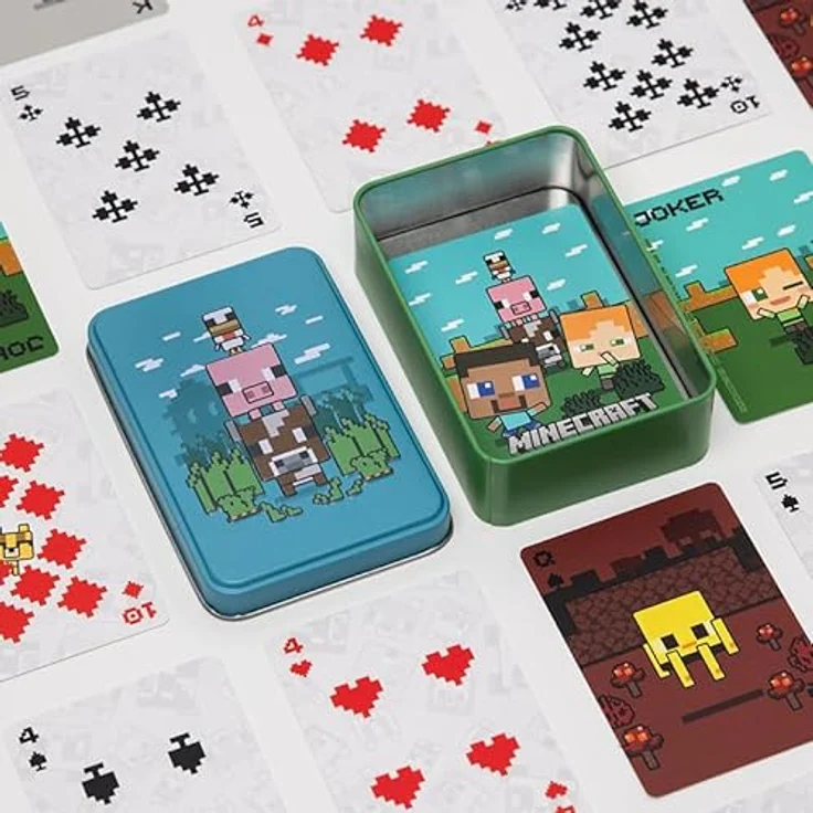 Paladone Minecraft Offiziell lizenzierte Tierspielkarten Dose - Gamer Geschenkset, 52 Karten, Aufbewahrungsdose, Standard Deck - für Jungen und Mädchen – Bild 3