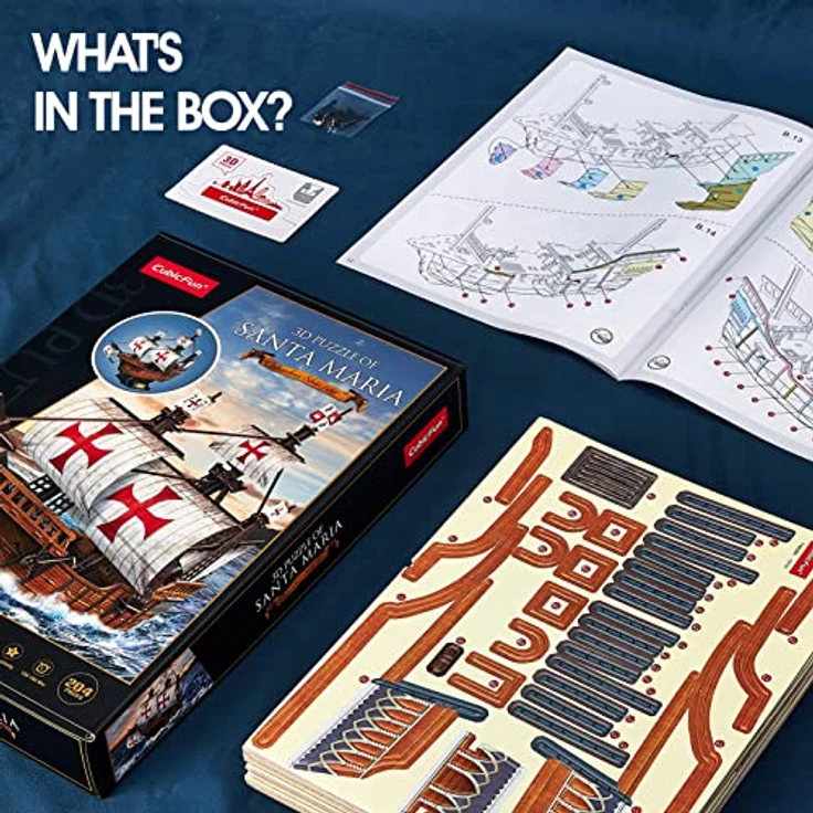 CubicFun 3D Puzzles für Erwachsene Santa Maria Schiffsmodell Spanisches Schiff Puzzle für Erwachsene und Kinder, Schreibtischdekoration Baukästen Geschenke für Frauen und Männer, 204 Teile – Bild 7