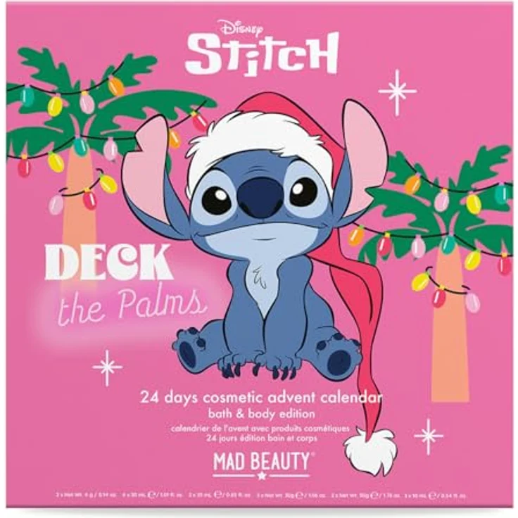 ACCENTRA Adventskalender STITCH 2025, 24 Pflege- und Badeprodukte für Kinder, aufklappbare Box – Bild 3