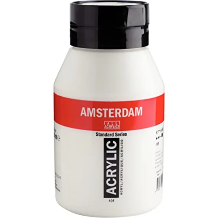 Amsterdam Talens Acrylfarben, 1000 ml Flasche, Künstlerqualität, Farbton 105 Titanweiß