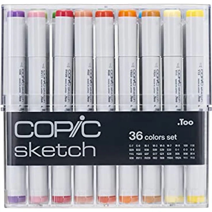 Copic COPIC Sketch Set "36 Colors", 36er Set im Acryl-Display, Twin Marker mit einer mittelbreiten und einer Brush-Spitze, professioneller Pinselmarker, blau – Bild 1
