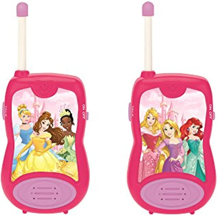 Lexibook TW12DP Princess Prinzessinen Disney Prinzessinnen Cinderella Rapunzel Ariel Walkie-Talkies, Spielspielzeug Kommunikation Kind Mädchen, Gürtelclip, batteriebetrieben, pink – Bild 1