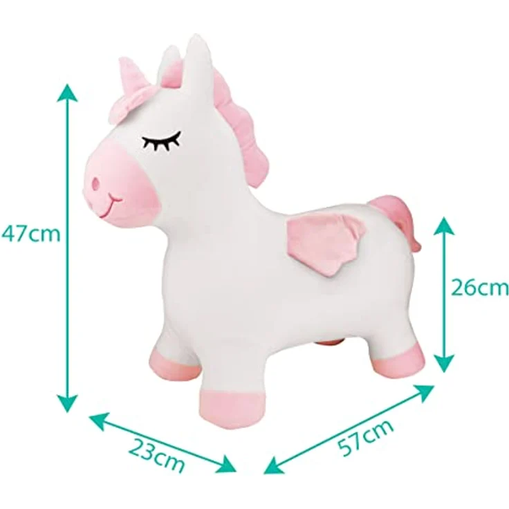 Lexibook Inflatable Jumping Plush Unicorn (BGP050UNI), Aufblasbares Hüpfeinhorn für Kinder, max. Tragfähigkeit 50 kg, ergonomische Sitzfläche – Bild 4