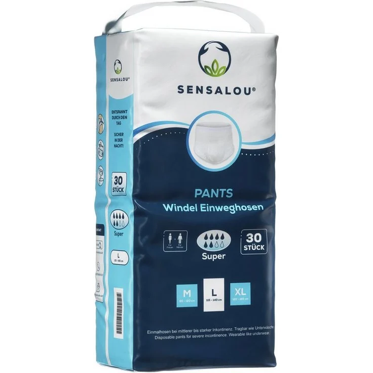 Sensalou Windeln Windel Pants Höschen für Erwachsene - Inkontinenz Windeln - Größe L (30-St), für mittlere Blasenschwäche – Bild 1