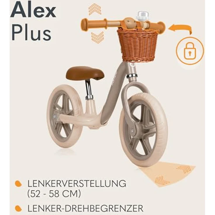 lionelo Laufrad ALEX PLUS 30,5 cm (12 Zoll) - inklusive Korb und Glocke, ideal zum Erlernen des Fahrradfahrens – Bild 5