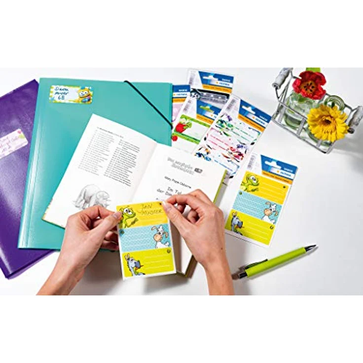 HERMA Schuletiketten 5593, selbstklebende Blume Etiketten, 9 Stück, mehrfarbig, rechteckig – Bild 5