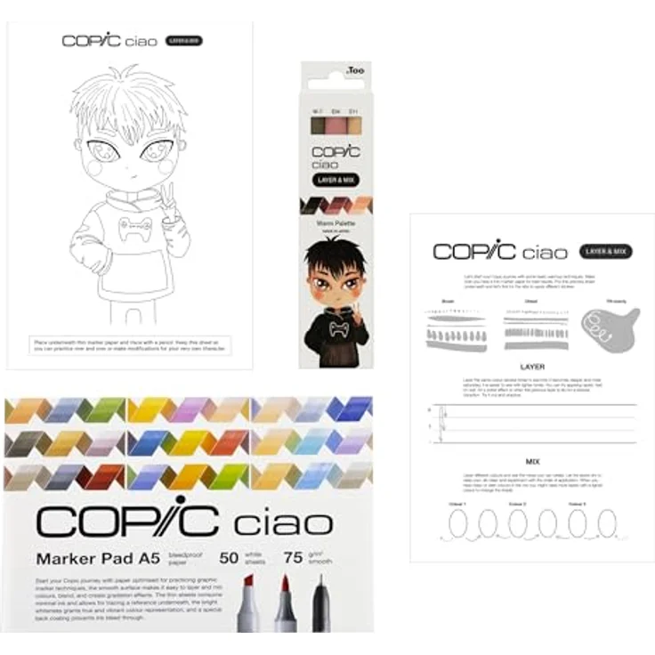 COPIC® Ciao Warm Palette Starter Layoutmarker-Set, farbsortiert, 1,0 + 6,0 mm, inklusive 3 Farben und Zubehör – Bild 3
