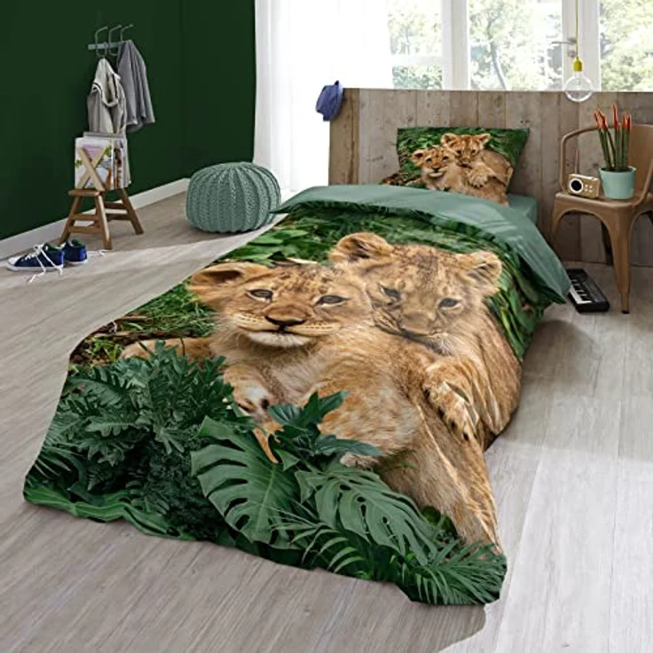 ESPiCO Bettwäsche Trendy Bedding Babylöwen Raubtier Wildnis Löwe Jungtiere Großkatze Tiertatze Renforcé, 135x200 cm, 100% Baumwolle, Öko-Tex Standard 100 – Bild 5