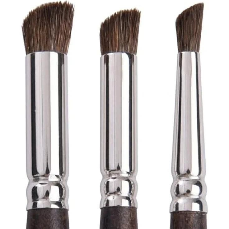 SENNELIER Le Pastelliste Pinselset, braun, 3-teiliges Sortiment mit eckigem Schnitt, Größen 4, 8, 12, aus weichem Pony-Haar – Bild 4
