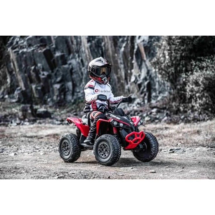 RIRICAR Kinder Elektro Quad 12V Can-am Renegade, rot, Einsitzer mit LED-Leuchten, 12-V-Batterie, 2 x 35-W-Motoren, weiche Eva-Räder, MP3-Player – Bild 3