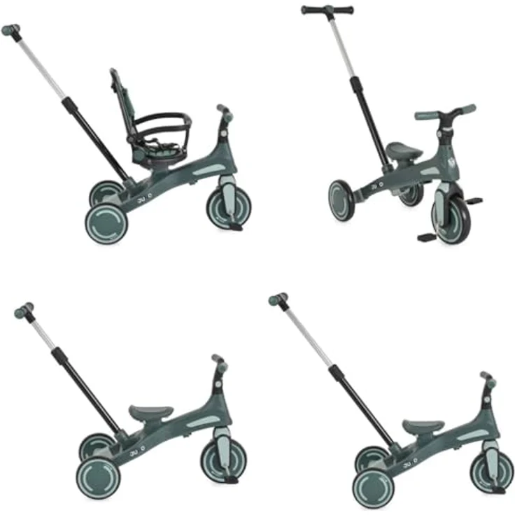 Byox Tricycle Juno 4 in 1, Dreirad mit Schiebegriff, drehbarem Sitz, verstellbarem Sonnendach, grün – Bild 5