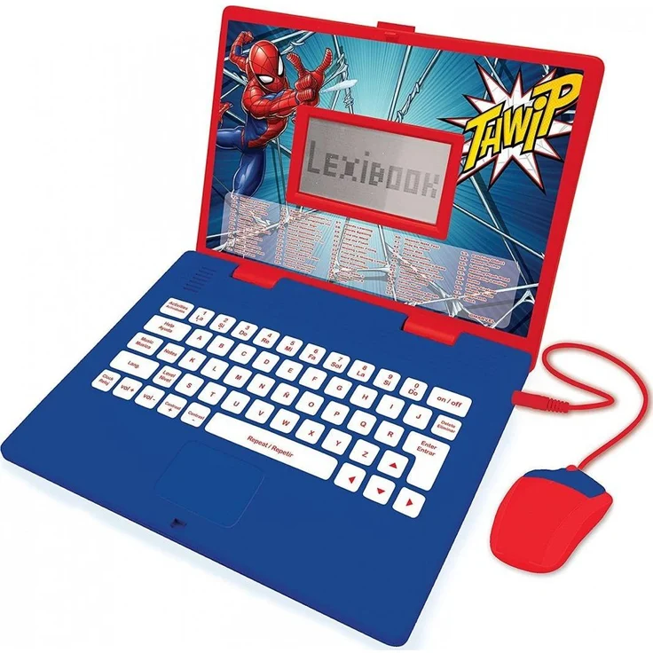 Lexibook Spiderman Lernlaptop, interaktives Lernspielzeug mit 124 Aufgaben in Polnisch/Englisch, LCD-Bildschirm, inkl. Maus und Tastatur