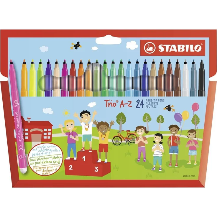 STABILO Filzstift STABILO Trio A-Z Filzstift - 0,7 mm - 24er Set, mit 4 Neonfarben