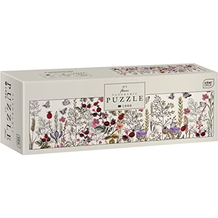 Interdruk Blumen Nr. 1, 1000-teiliges Panorama-Puzzle für Erwachsene, 96 x 32 cm in Blueboard-Qualität – Bild 1