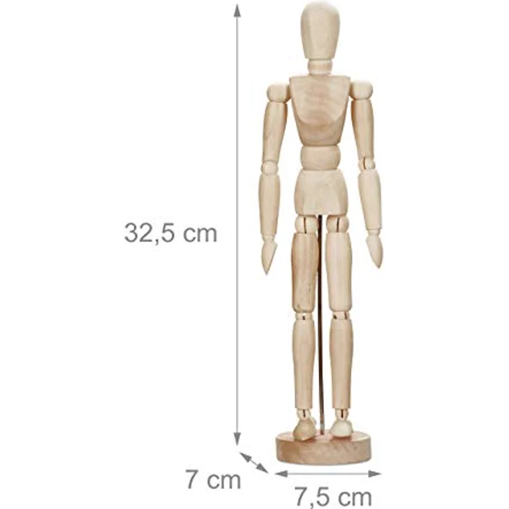 relaxdays Biegepuppe Holz Gliederpuppe, L, natur, für präzise Zeichnungen und kreative Bastelprojekte – Bild 4