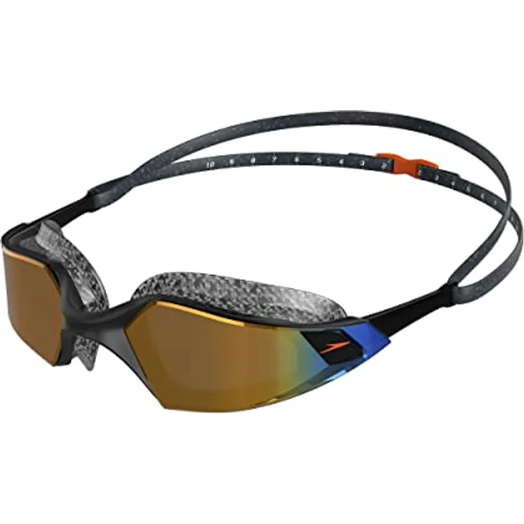 Speedo Unisex Erwachsene Aquapulse Pro Mirror Schwimmbrille, Schwarz/Gold, Einheitsgröße