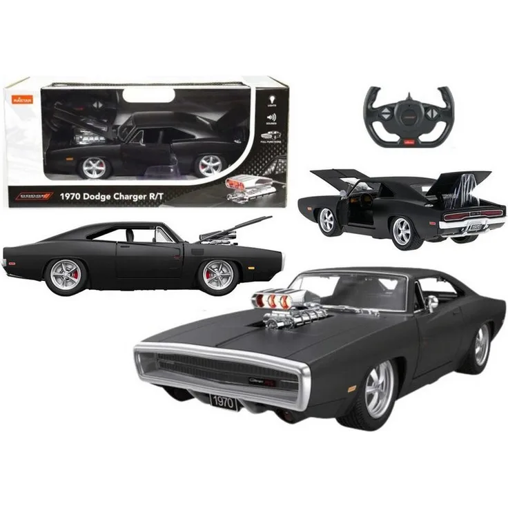 Wisam RC-Auto 1:16 Ferngesteuerter Dodge Charger R/T, Schwarz mit Öffnungsteilen und realistischer Ausstattung
