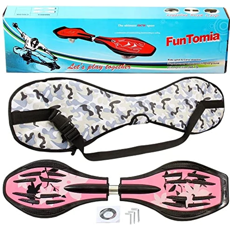 FunTomia Waveboard Original ABEC9 Kugellager inkl. Tasche (Pink/Blume) – Bild 2
