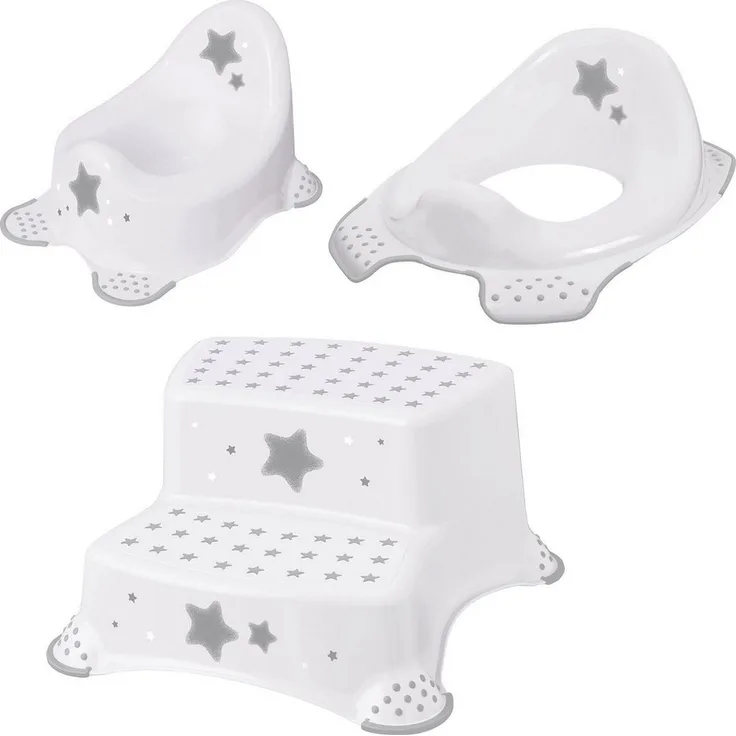 keeeper Töpfchen Stars, weiß, Kinderpflege-Set mit Töpfchen, Toilettensitz und Tritthocker, 3-tlg. mit Anti-Rutsch-System