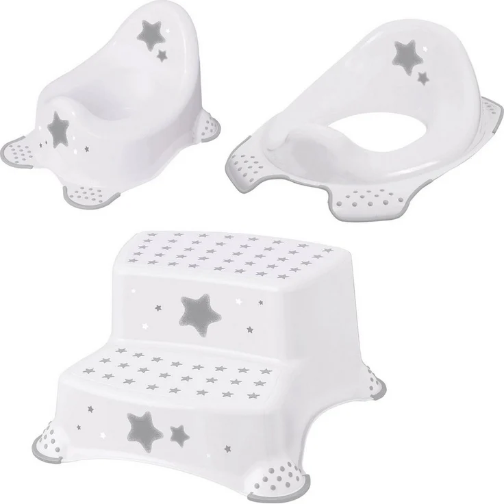 keeeper Töpfchen Stars, weiß, Kinderpflege-Set mit Töpfchen, Toilettensitz und Tritthocker, 3-tlg. mit Anti-Rutsch-System