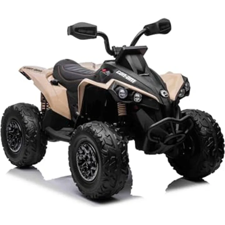 RIRICAR Kinder Elektro Quad 12V Can-am Renegade, Khaki, Einsitzer, LED-Leuchten, 12-V-Batterie, 2 x 35-W-Motoren, weiche Eva-Räder, MP3-Player mit USB/AUX-Eingang, lizenziert. – Bild 1