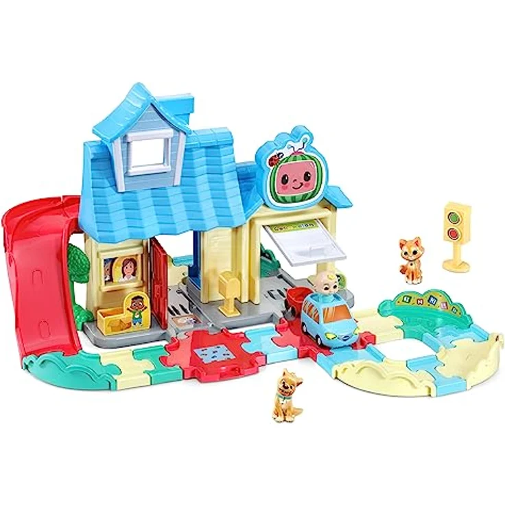 VTech Tut Tut Baby Flitzer - CoComelon JJs Spielhaus Schienenset – Interaktives Spielset mit JJs Familienauto, Codys Katze und Hund Bingo – Für Kinder von 1,5-5 Jahren – Bild 2