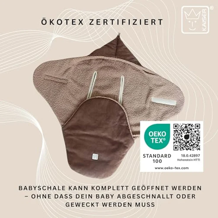 Kaiser Callie Cord Einschlagdecke für Babyschale, 80x40 cm, wattiert, OEKO-TEX, für 0-12 Monate, caribou – Bild 3